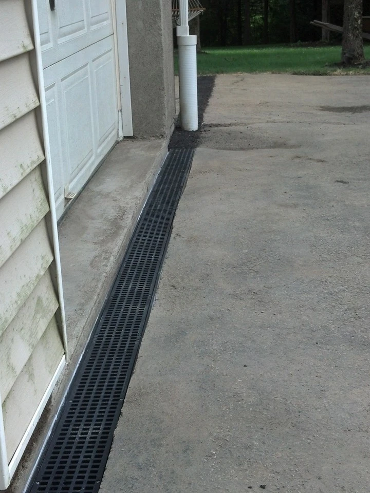 Channel drain on driveway installation