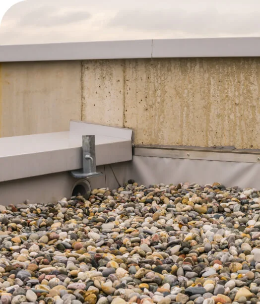 Drainage system with multi colored rocks